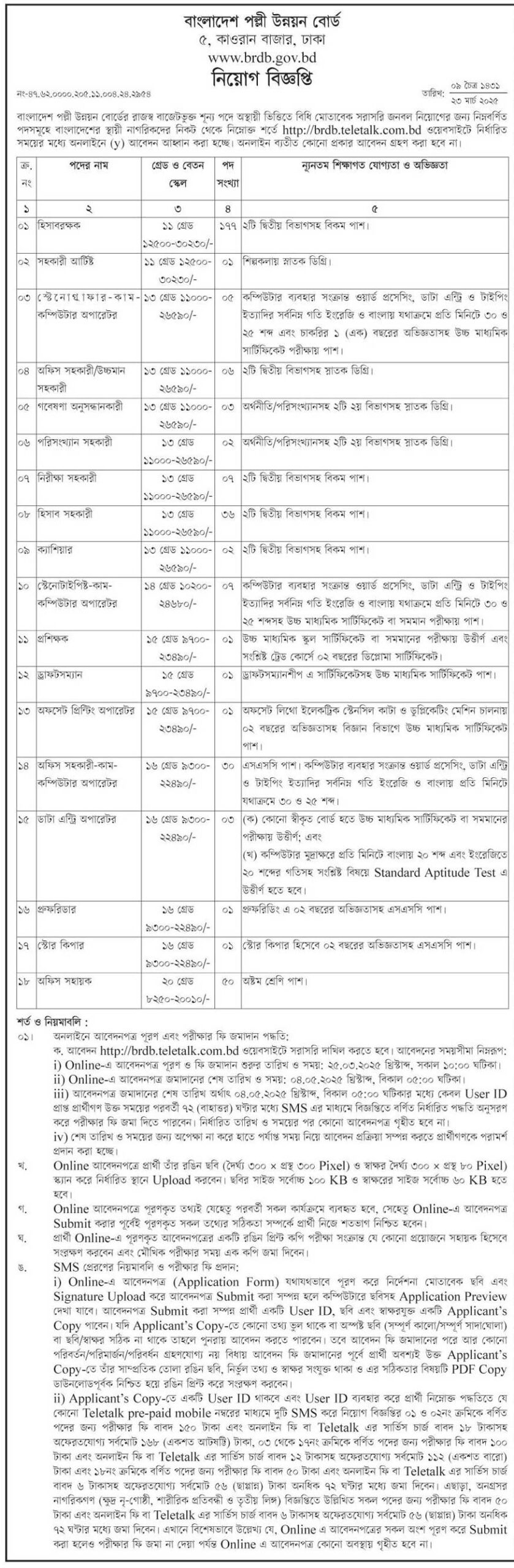 বাংলাদেশ পল্লী উন্নয়ন বোর্ড নিয়োগ বিজ্ঞপ্তি ২০২৫ 11
