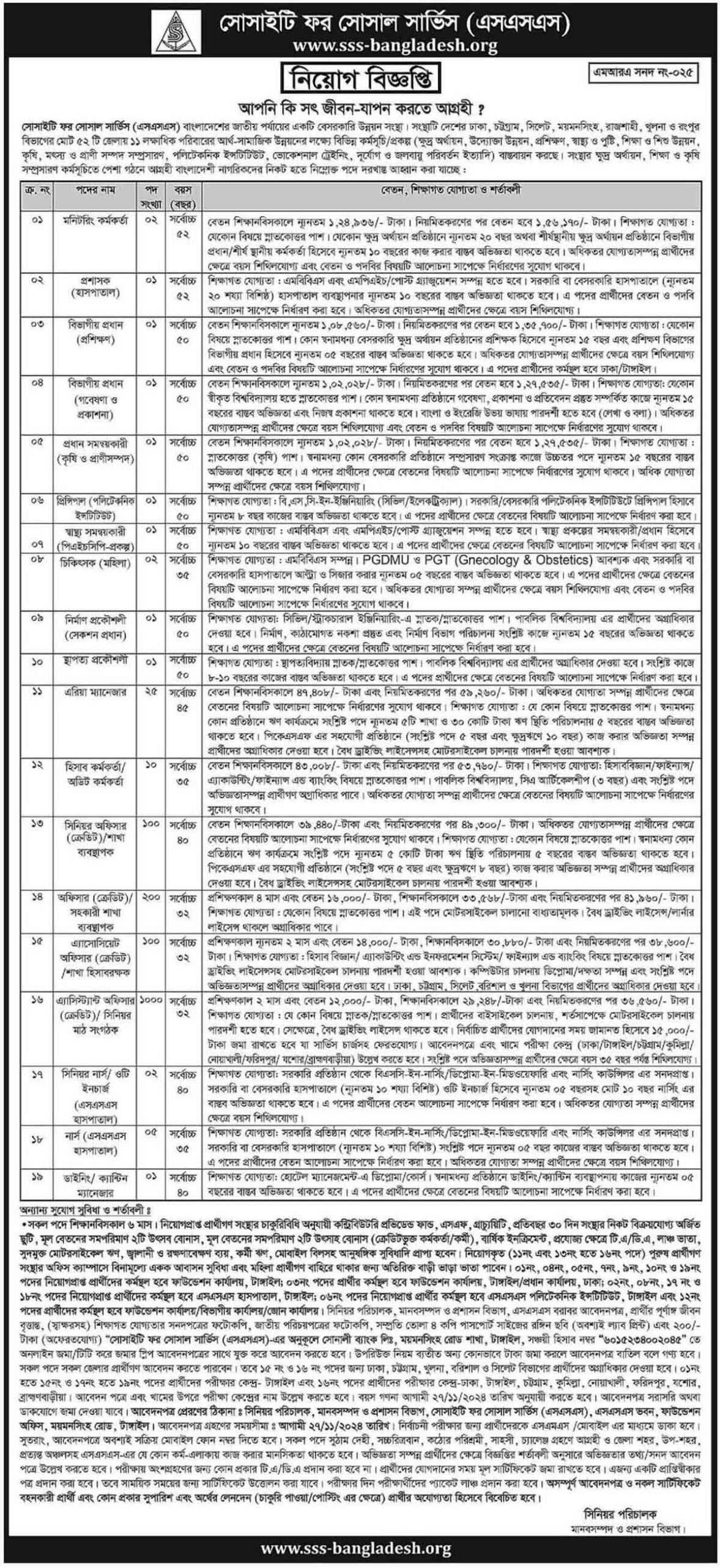 সোসাইটি-ফর-সোশ্যাল-সার্ভিস-(এসএসএস)-নিয়োগ-বিজ্ঞপ্তি-২০২৪