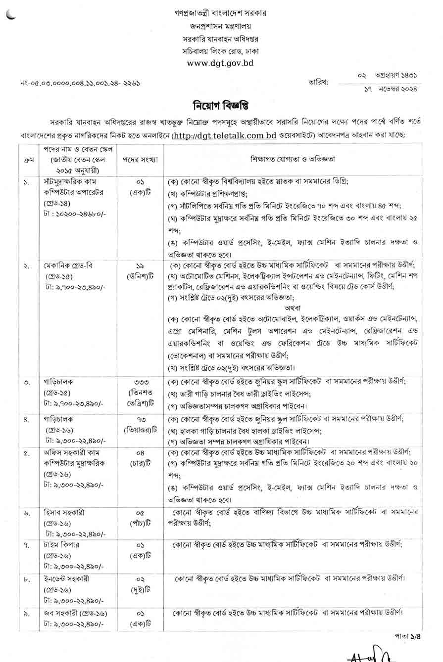 সরকারি-যানবাহন-অধিদপ্তর-নিয়োগ-বিজ্ঞপ্তি-২০২৪-1