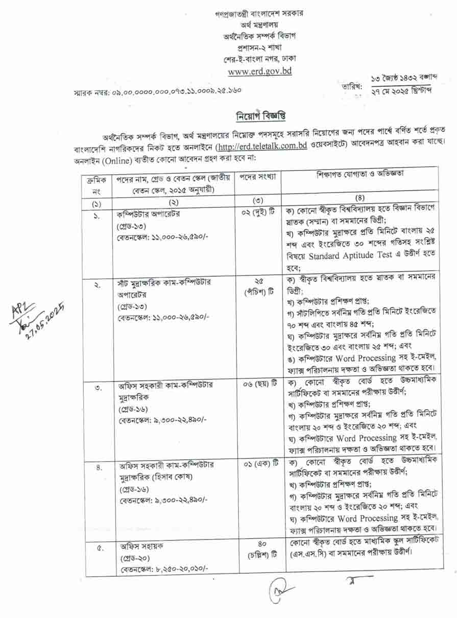 অর্থ মন্ত্রণালয় নিয়োগ বিজ্ঞপ্তি ২০২৫ 29-05-25-1