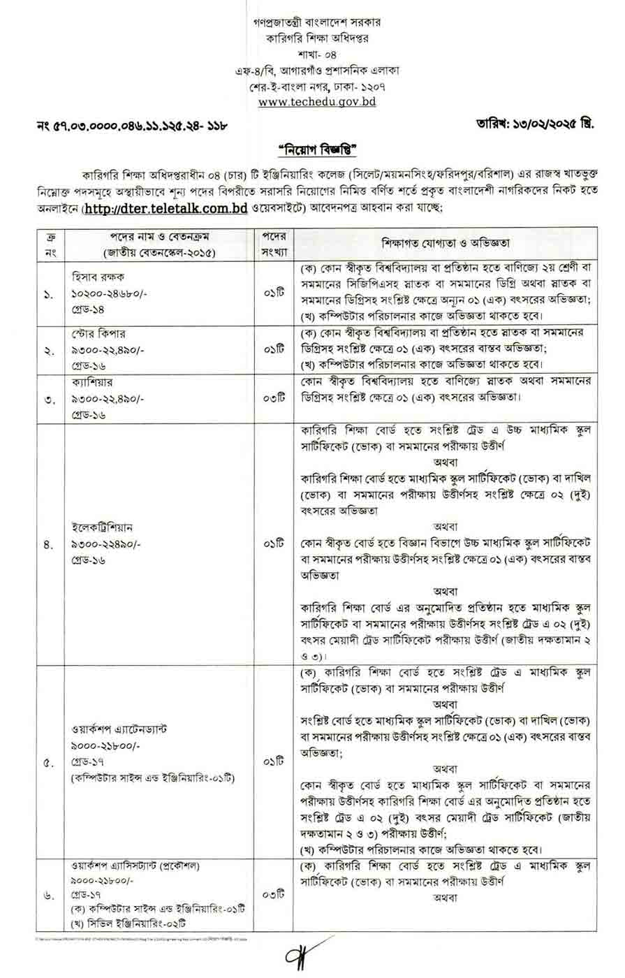 কারিগরি-শিক্ষা-অধিদপ্তর-নিয়োগ-বিজ্ঞপ্তি-২০২৫-1
