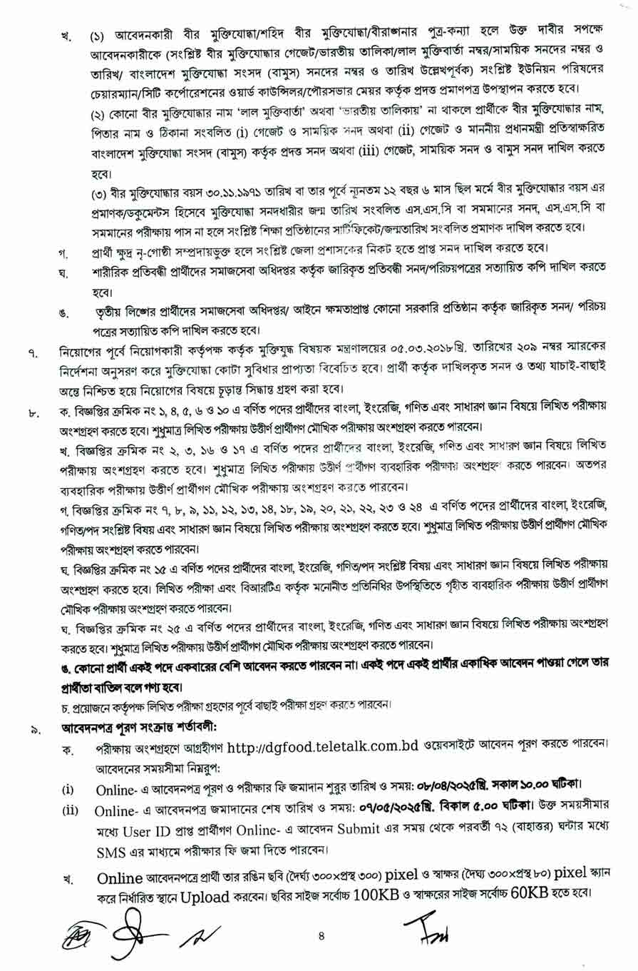 খাদ্য অধিদপ্তর নিয়োগ বিজ্ঞপ্তি ২০২৫ 4