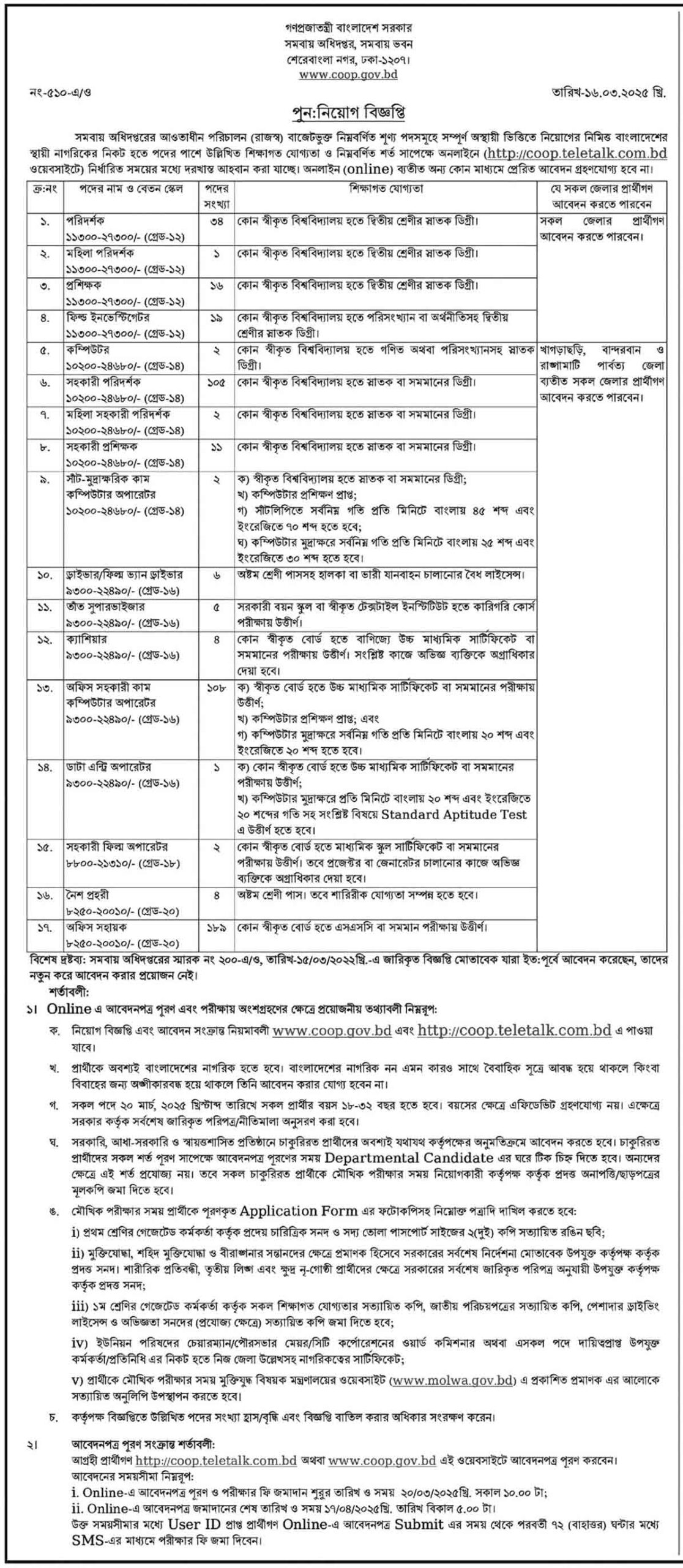 সমবায়-অধিদপ্তর-নিয়োগ-বিজ্ঞপ্তি-২০২৫-1