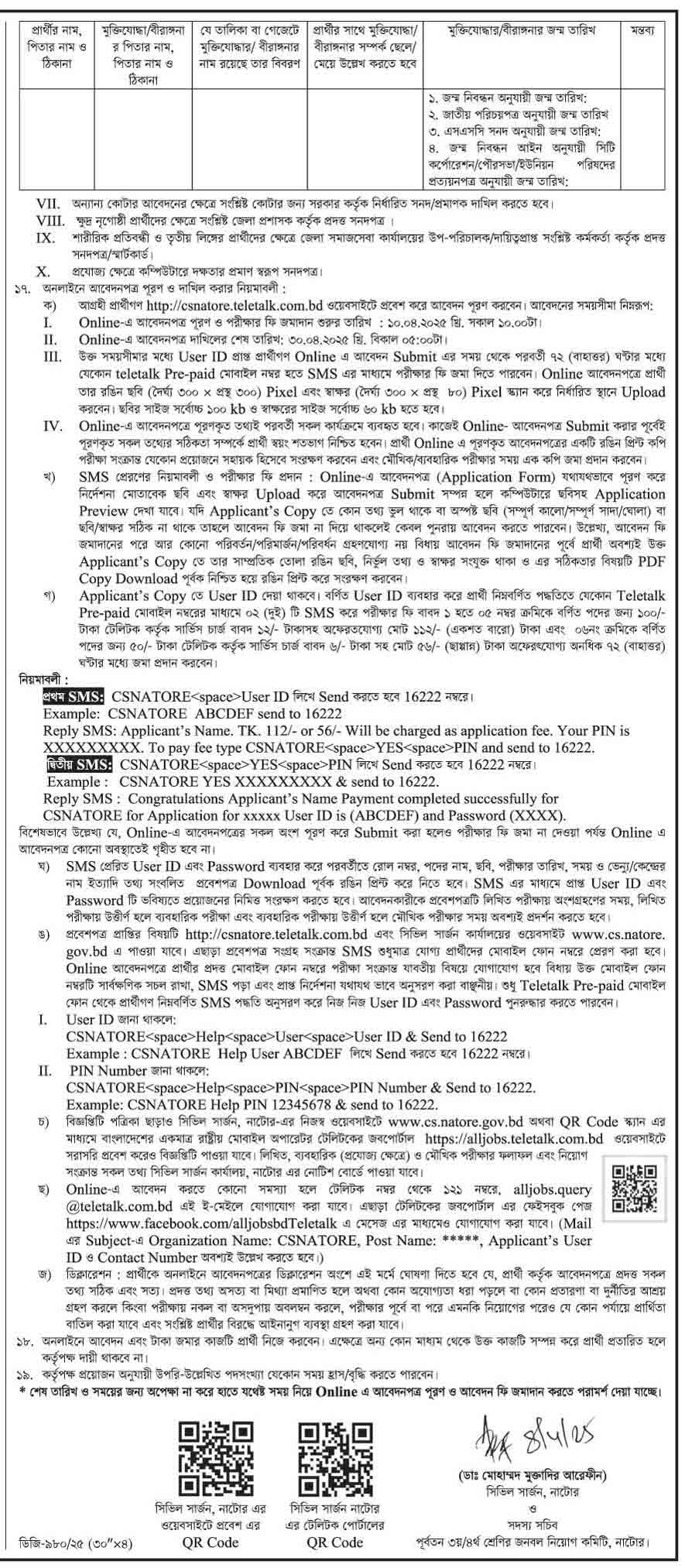 নাটোর সিভিল সার্জন কার্যালয় নিয়োগ বিজ্ঞপ্তি ২০২৫ 2