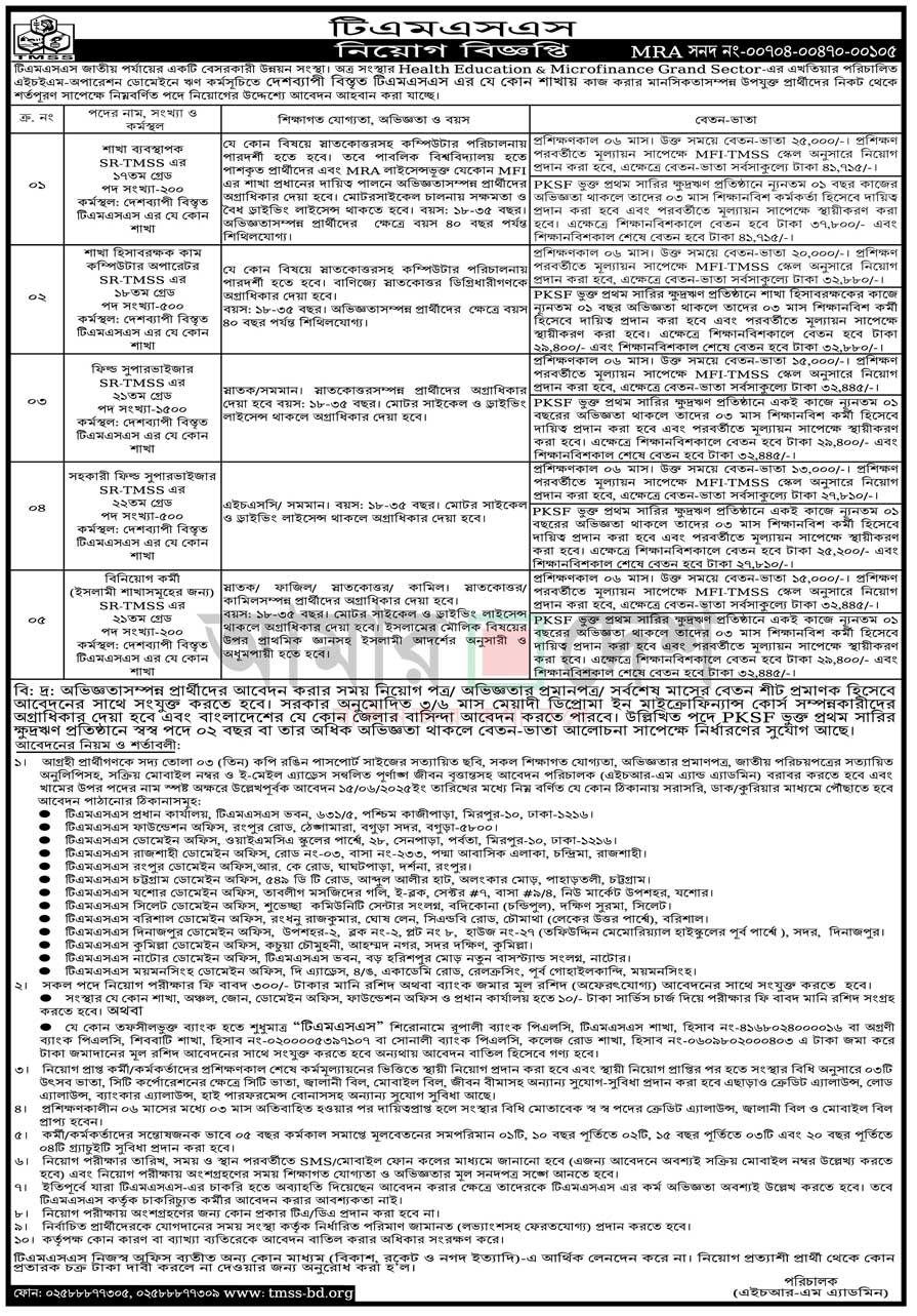 টিএমএসএস-এনজিও-নিয়োগ-বিজ্ঞপ্তি-২০২৫