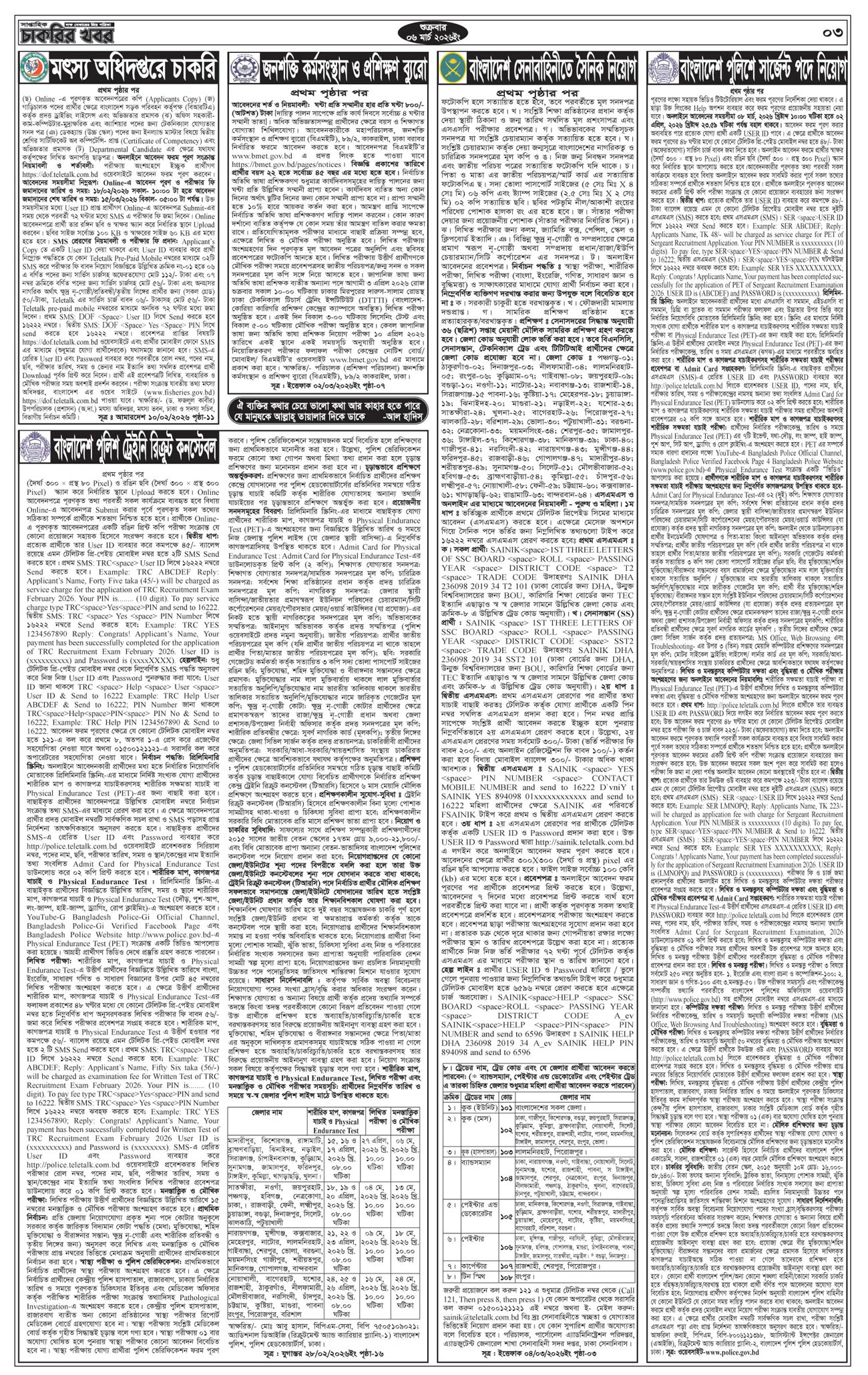 সাপ্তাহিক চাকরির খবর পত্রিকা ০৬ মার্চ ২০২৬ -৩
