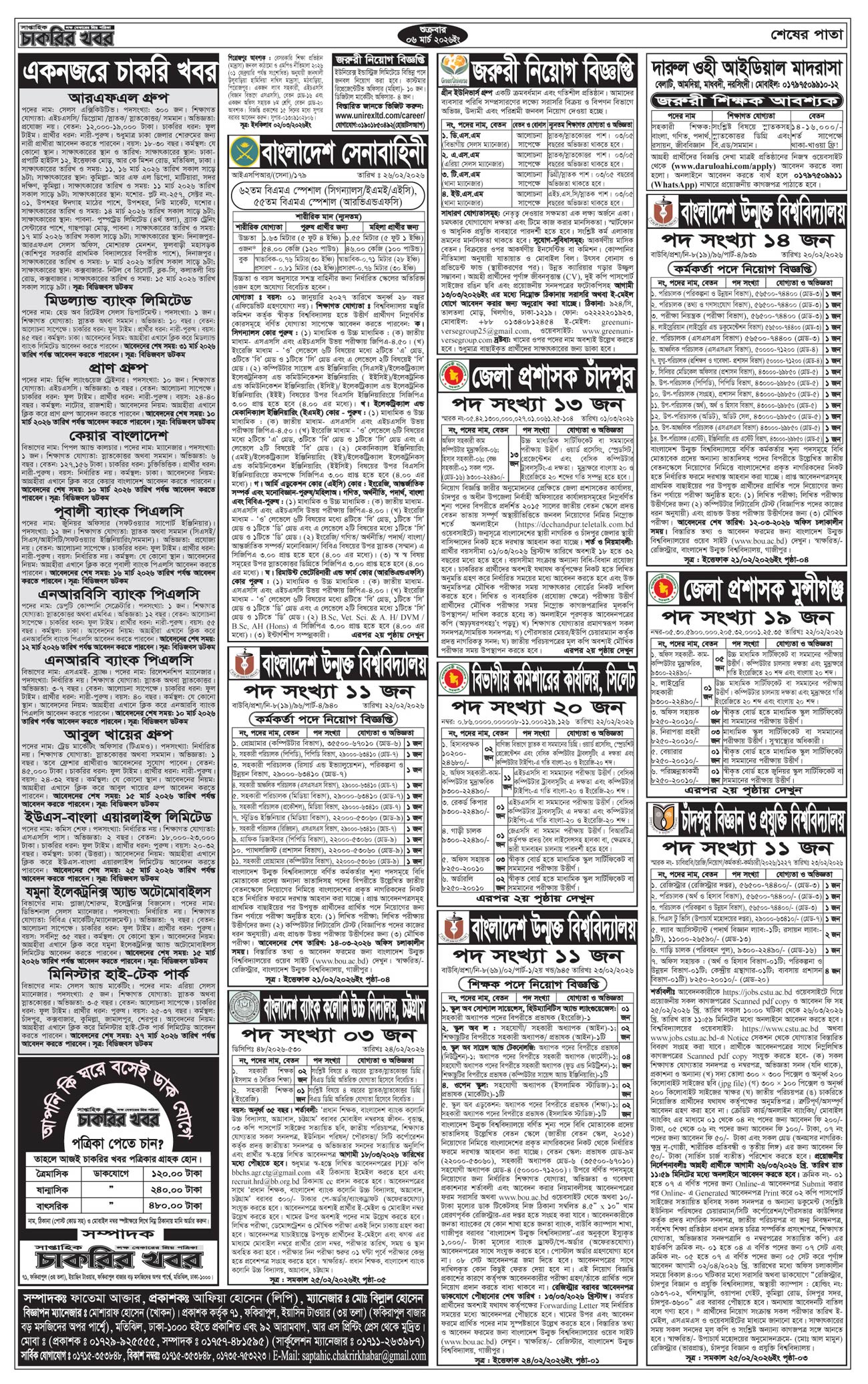 সাপ্তাহিক চাকরির খবর পত্রিকা ০৬ মার্চ ২০২৬ -৪